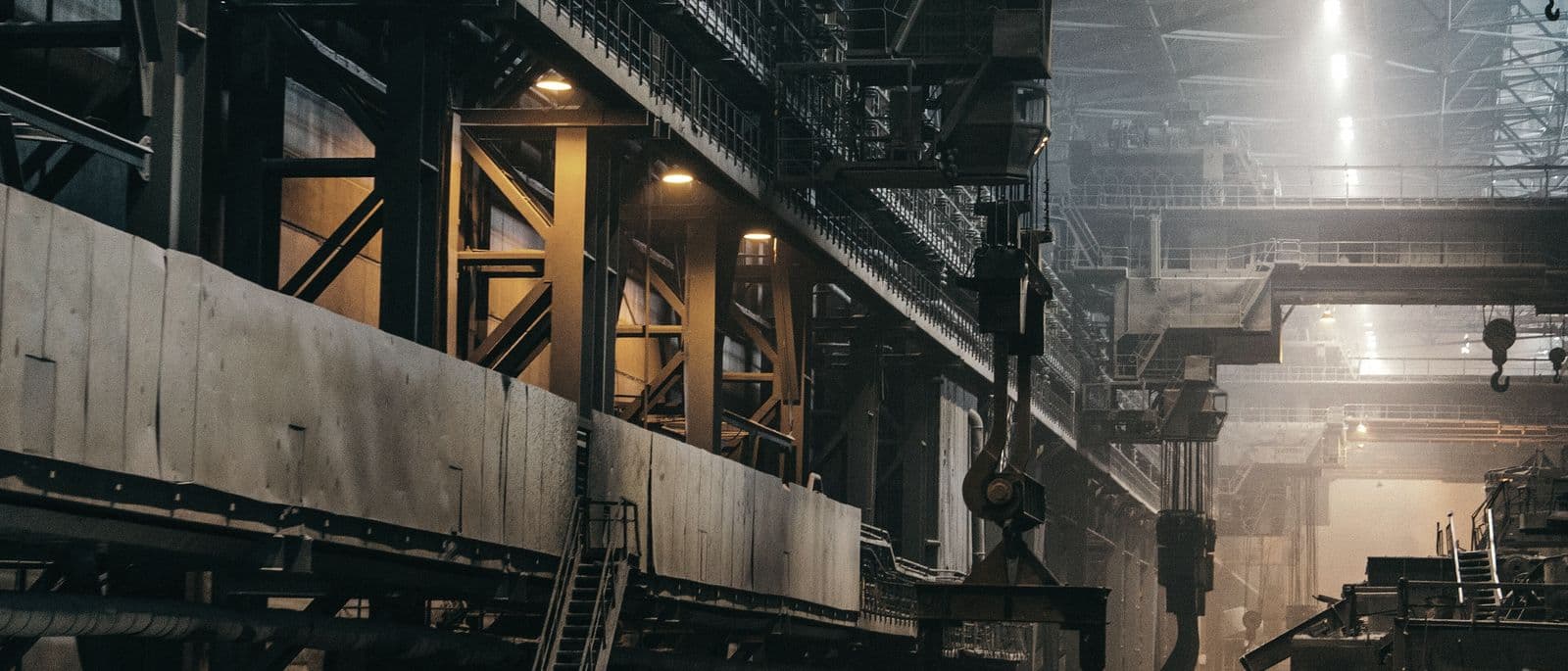Crane bay inside a heavy manufacturing plant