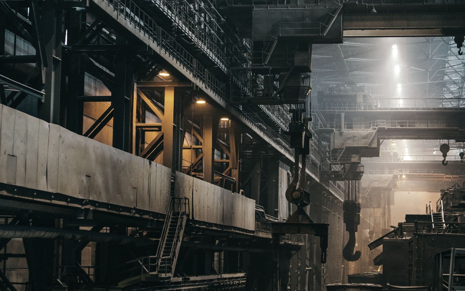 Crane bay inside a heavy manufacturing plant